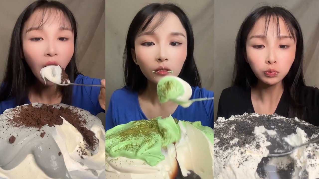 ASMR MUKBANG - MUKBANG SOUND - WHIPPING CREAN EATING