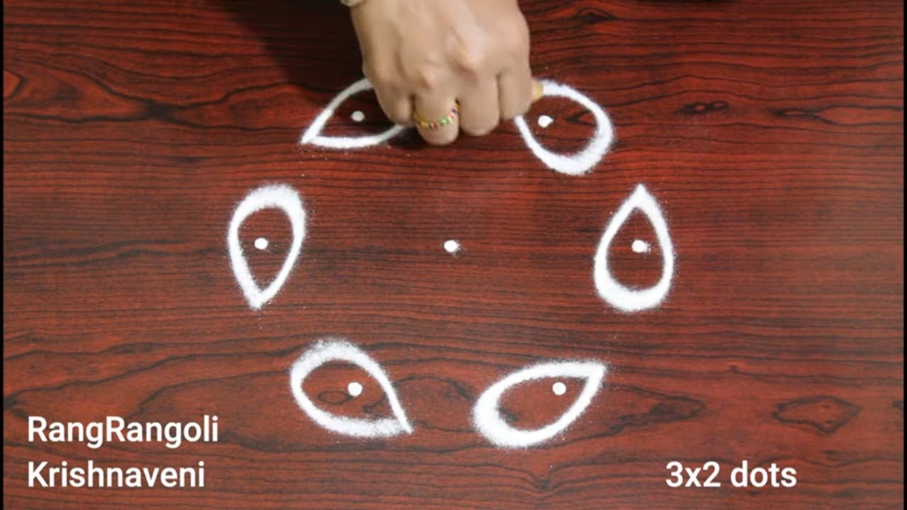 4 Easy Rangoli for Beginners🌺3x2 dots Small Muggulu🌺Daily Kolam🌺RangRangoli Krishnaveni