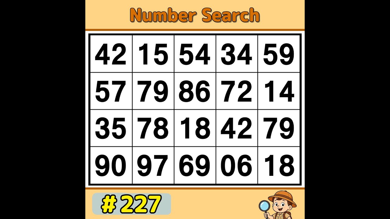 【JimmyPuzzle】 Boost Brainpower with a Number Game! 《Number Search｜Brain Training》 #227