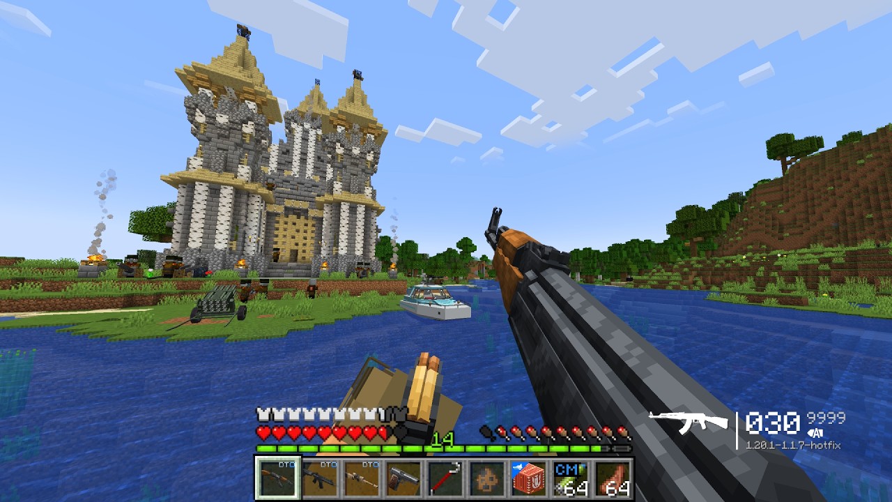 I Destroy this Pillager outpost using Rusty TACZ Weapons  | Minecraft Modern Warfare