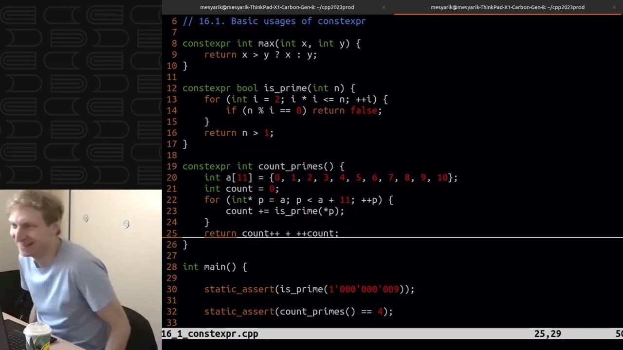 Лекция 60. Constant expressions. Constexpr, consteval, std::is_constant_evaluated