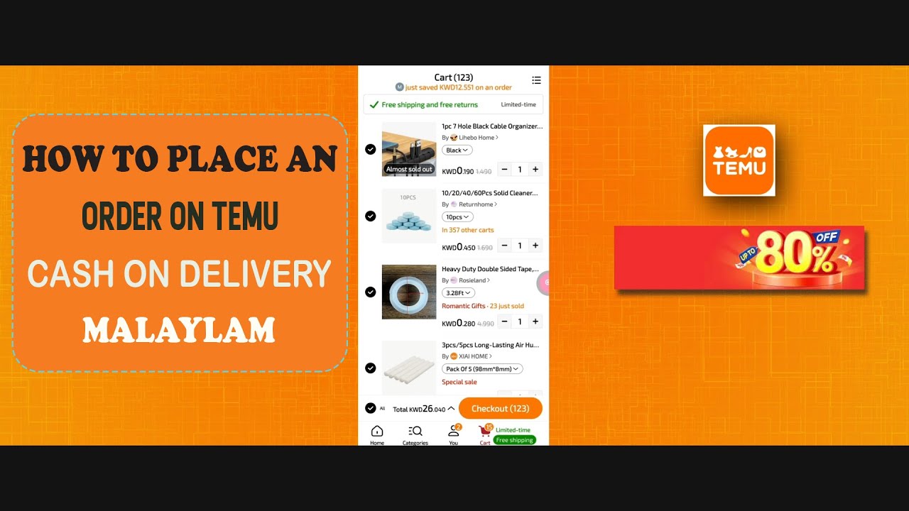 how to order temu app cash on deliveryin  malayalam