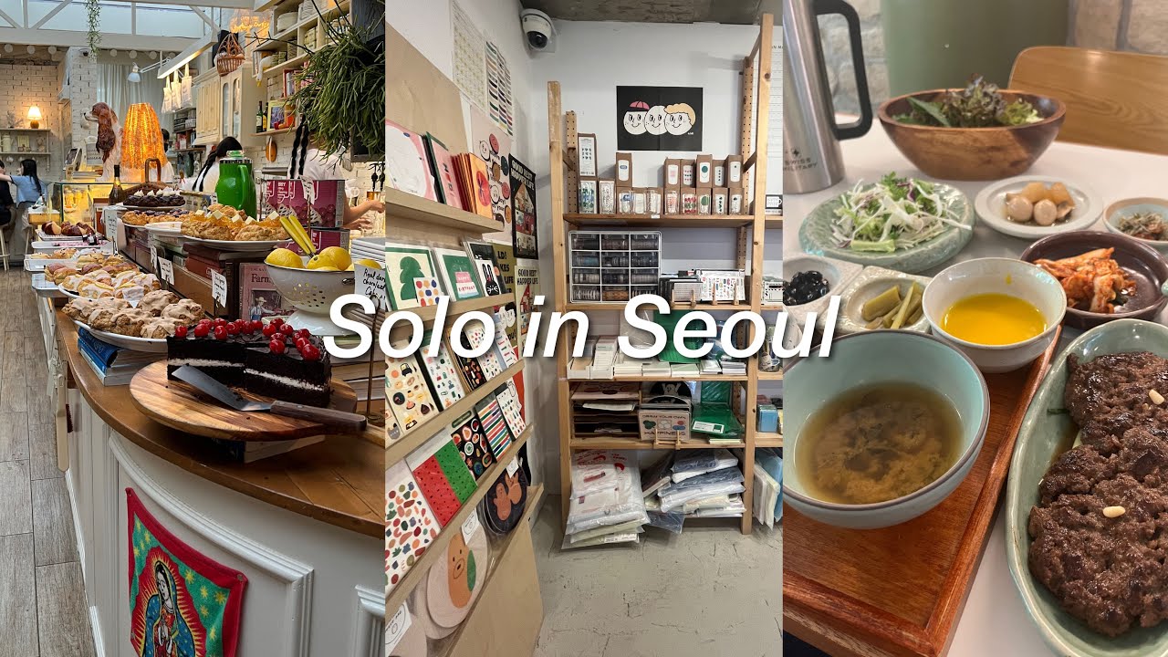 solo in seoul | flying alone, cafe hopping vlog, stationery shopping
