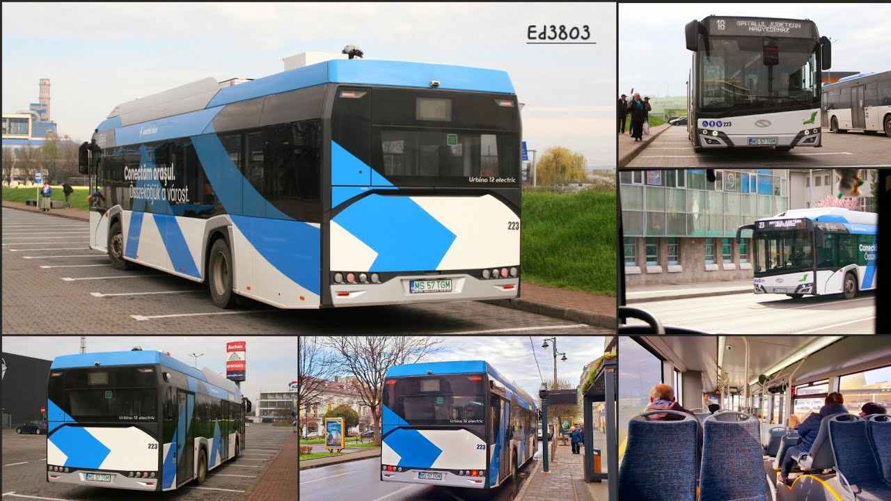 Târgu Mureș | Călătorie cu Solaris Urbino IV 12 electric #223 | Linia 18