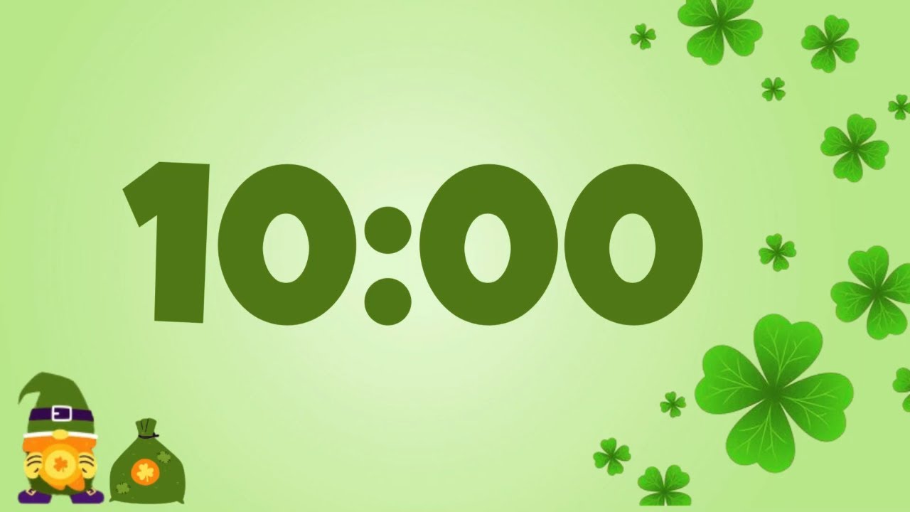 10 Minute st patrick' day timer with music and Alarm 🎵⏰