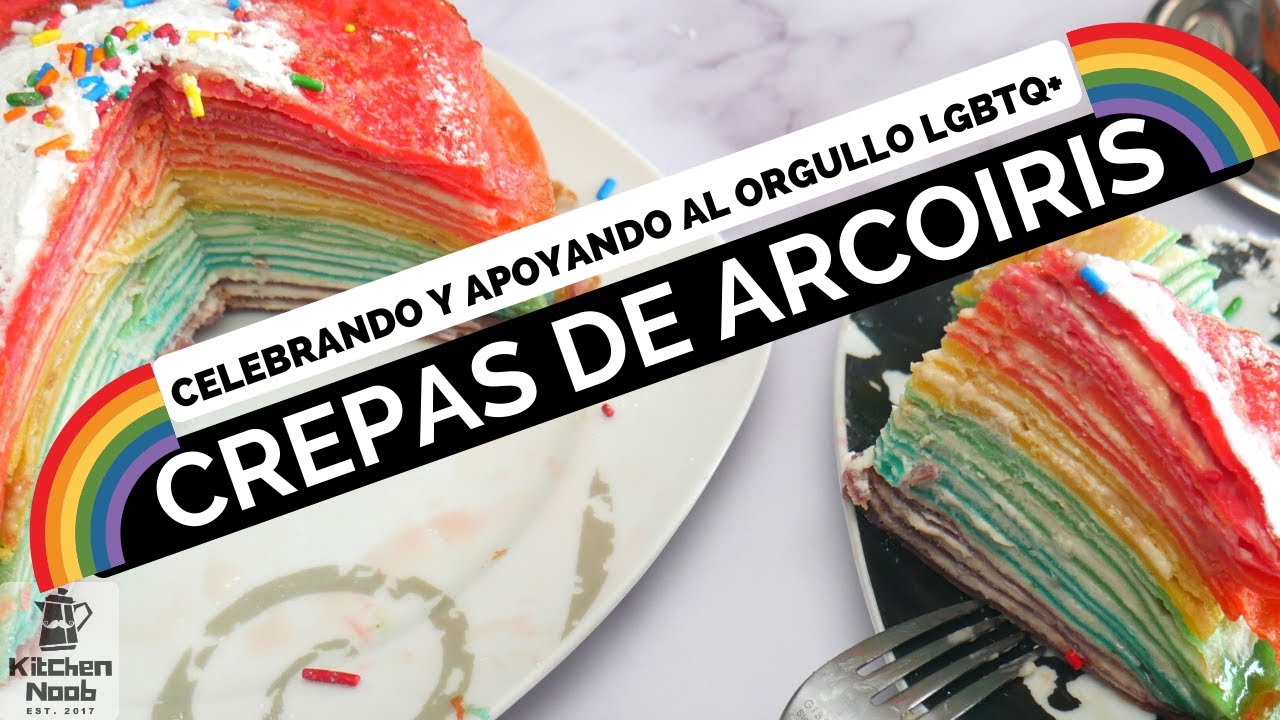 🏳️‍🌈 Como hacer crepas arcoiris | Pastel de crepas arcoiris
