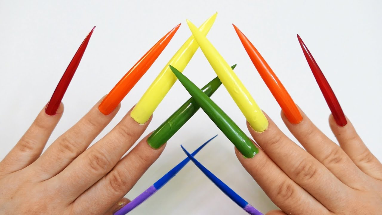 Learn Colors 10 Rainbow Nail Polish Colour with Reverse Rainbow Double Thumbkin Top Compilation