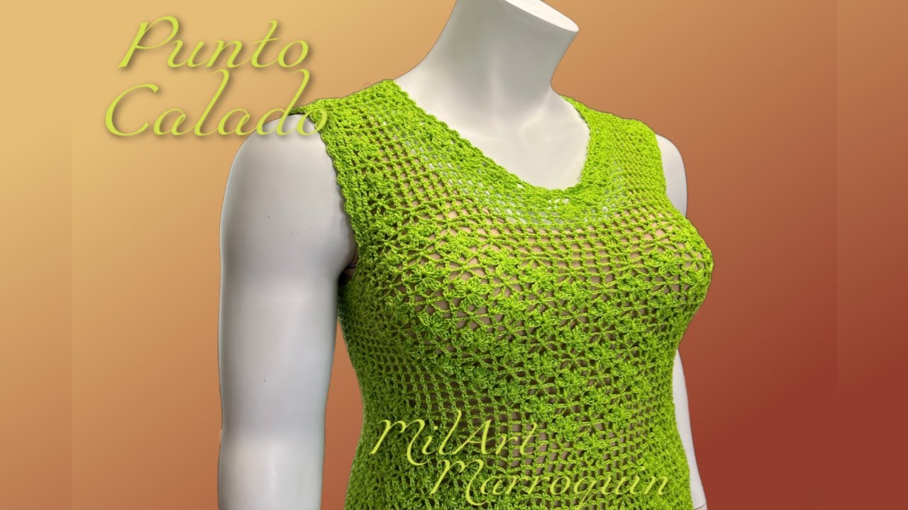 Vestido Crochet  Verde Limon  XXL Espalda 4 de 5 (cc)