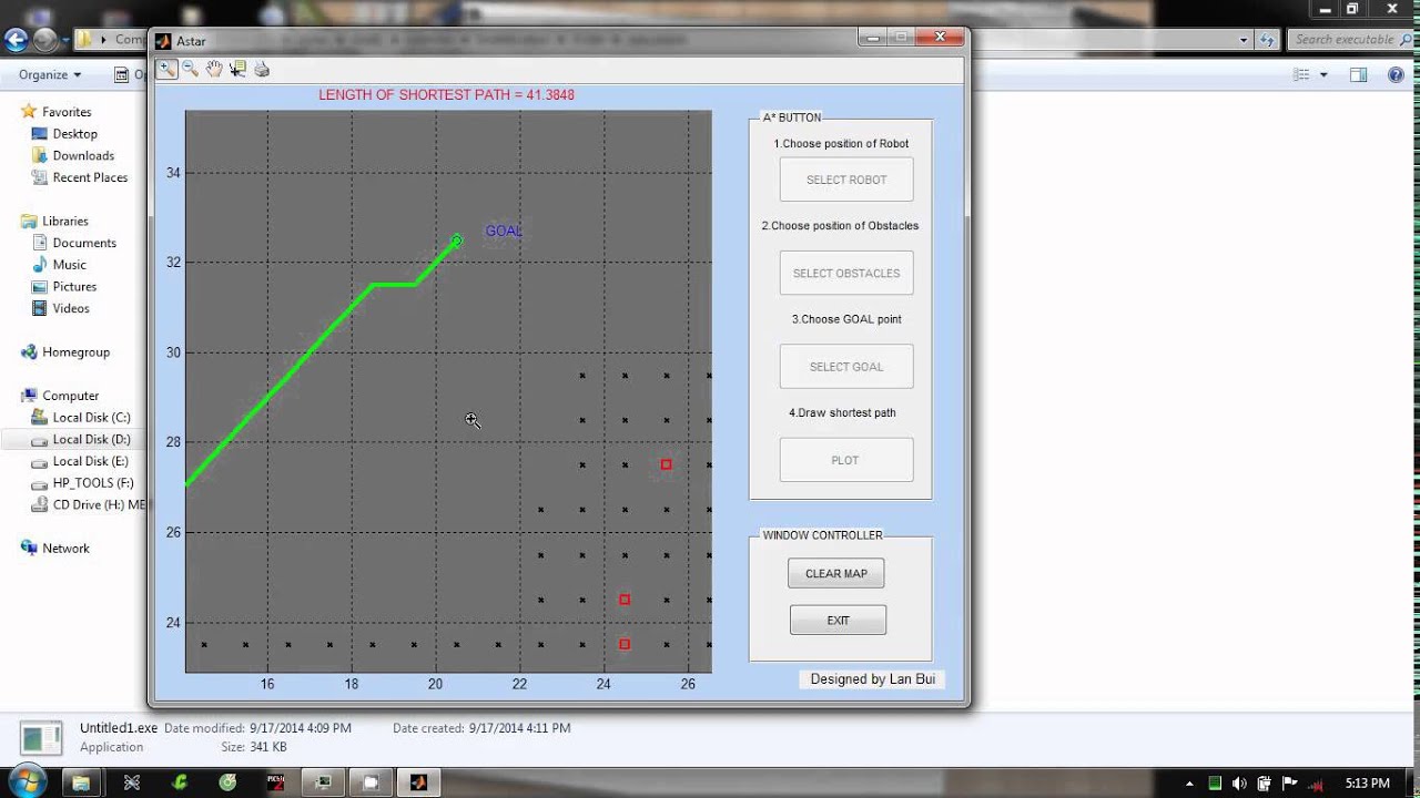 OPTIMAL PATH FOR MOBILE ROBOT (A*+MATLAB+ GUI)