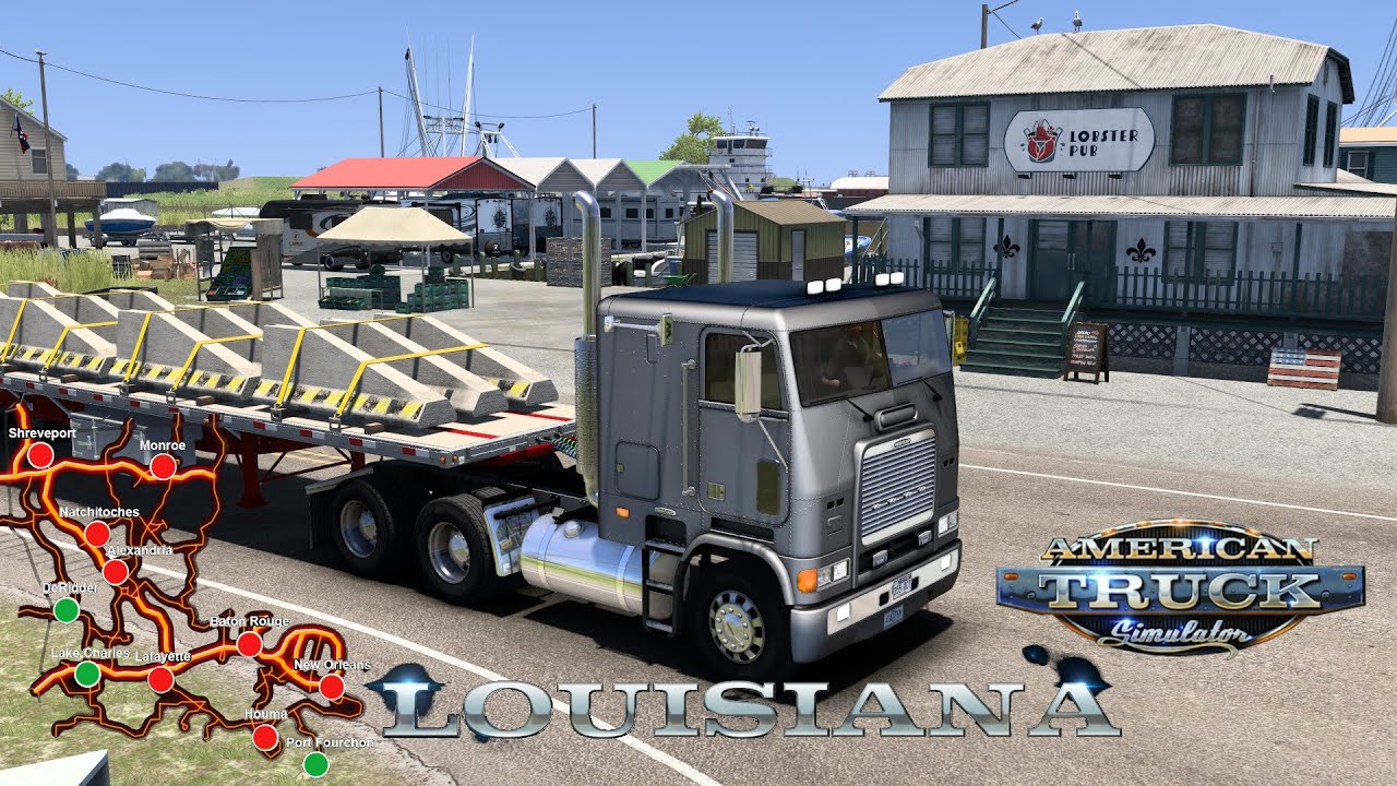 American Truck Simulator Louisiana DLC Gameplay City Baton Rouge For Port Fourchon