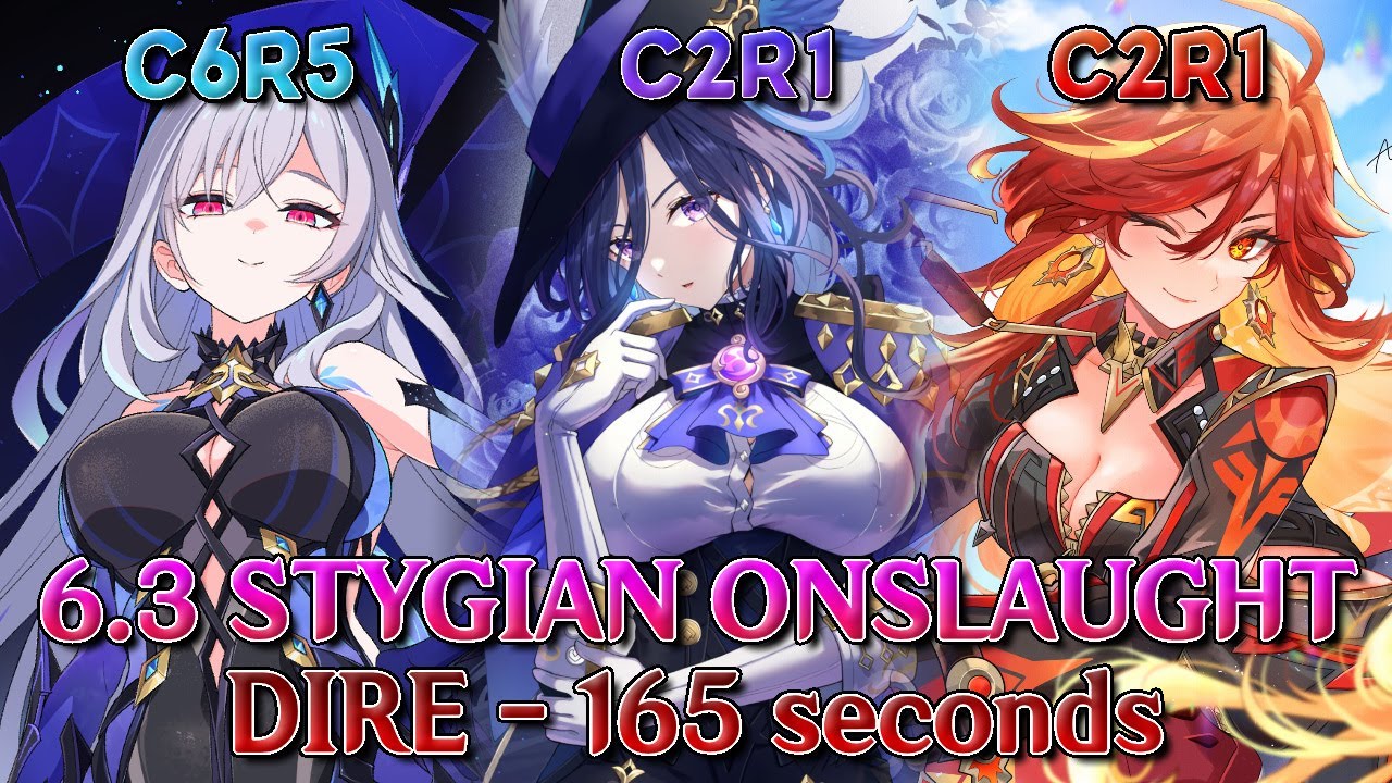 C6R5 Skirk x C2R1 Clorinde x C2R1 Mavuika vs. NEW v6.3 DIRE Stygian Onslaught | 165 sec