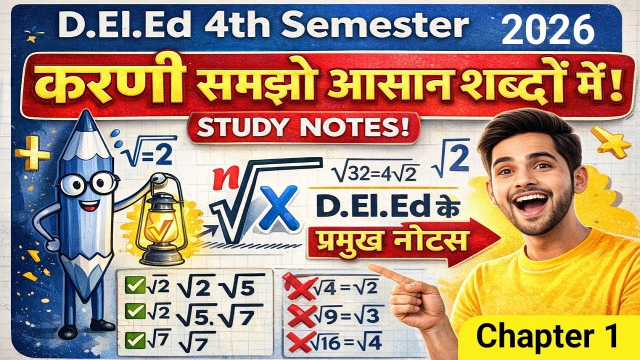 करणी समझो आसान शब्दों में | Chapter 1 | D.El.Ed 4th Semester Maths | Surds Notes