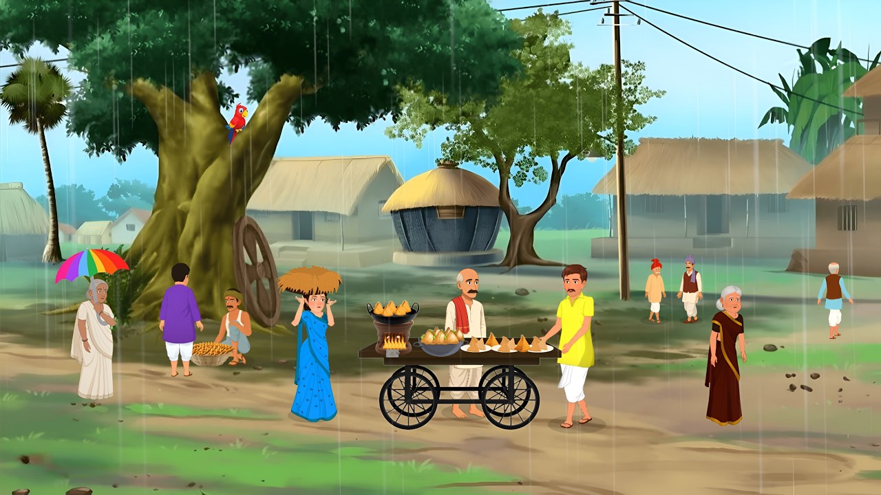 बारिश में समोसे का ठेला | Barish Mein Samosa | Hindi Moral Story  | Cartoon Story | Cartoon Video