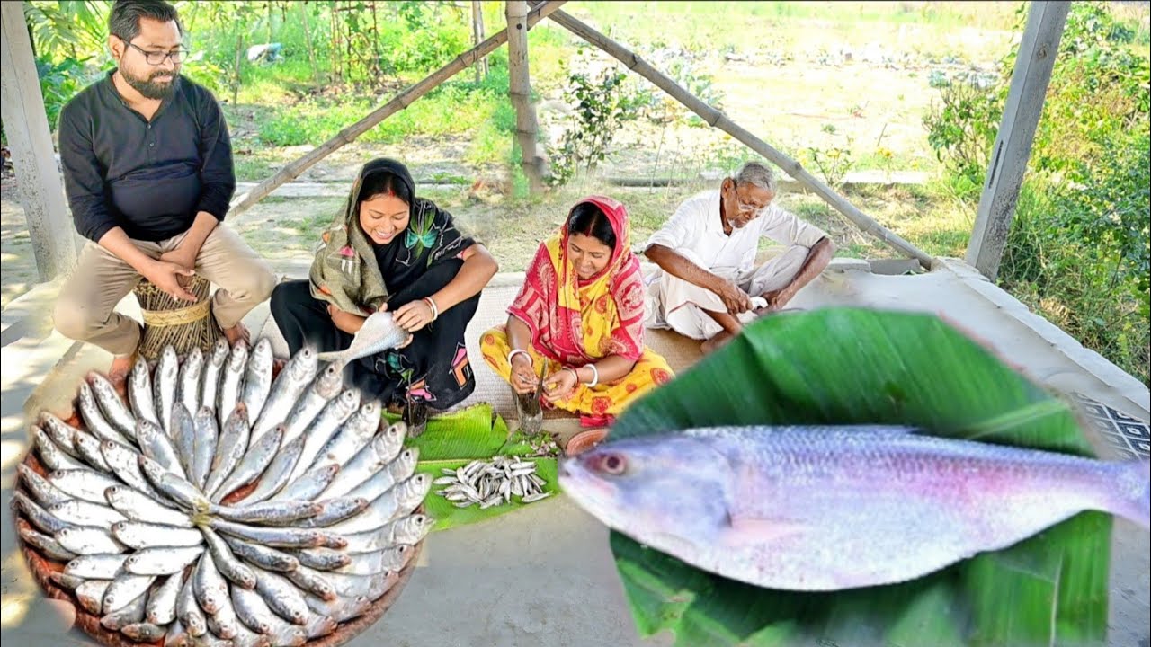 অফ সিজনে 1 কেজি ওজনের ইলিশ মাছ কেটে তেলঝাল রান্না সাথে খয়রা মাছের রেসিপি আর দুপুরে খাওয়া দাওয়া
