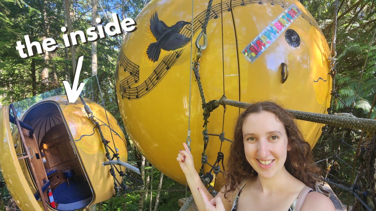 I lived inside a ball treehouse in the forest 🌳🏠 Free Spirit Spheres, Vancouver Island vlog