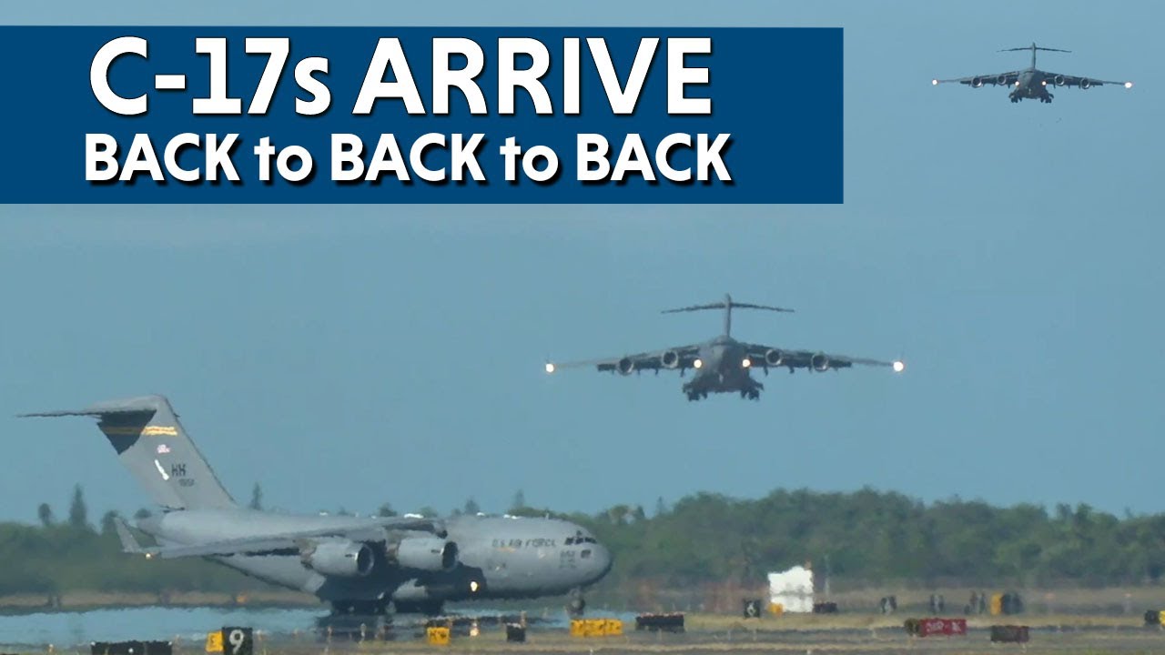 Three C-17 ARRIVE BACK to BACK to BACK at HNL followed by an A380 