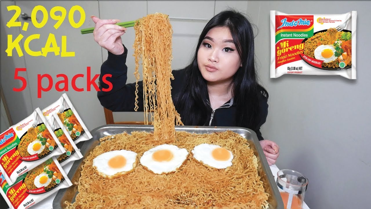 Лапша ми горенг мукбанг 5 упаковок | EATING SHOW
