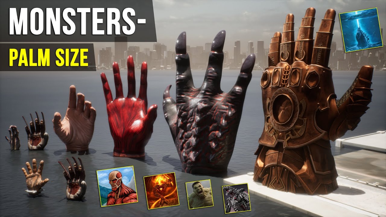 Monster Palm Size Comparison | 3D Animation | Monster Comparison