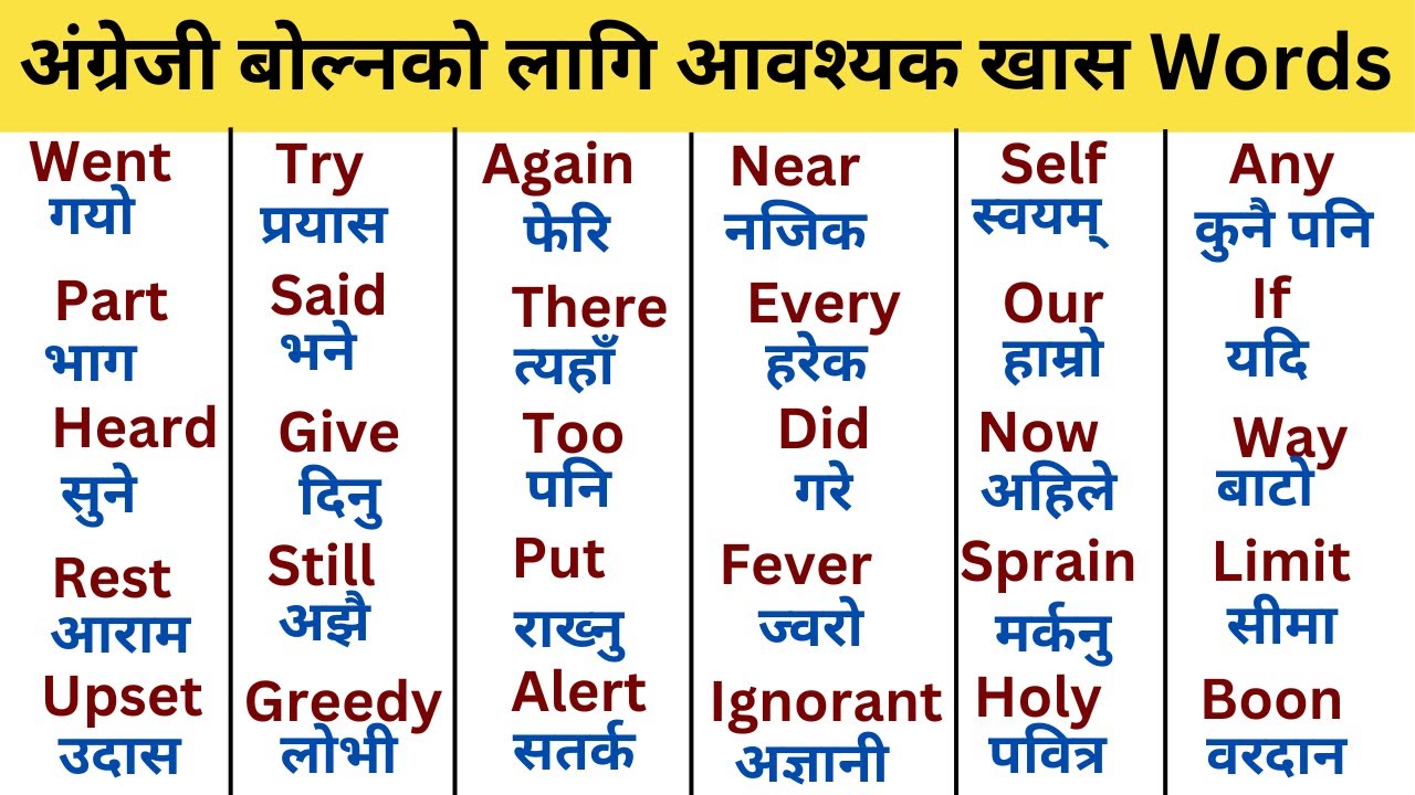 Basic Word Meaning, अंग्रेजी नेपाली शब्द र अर्थ || Vocabulary Practice | Learn English Nepali
