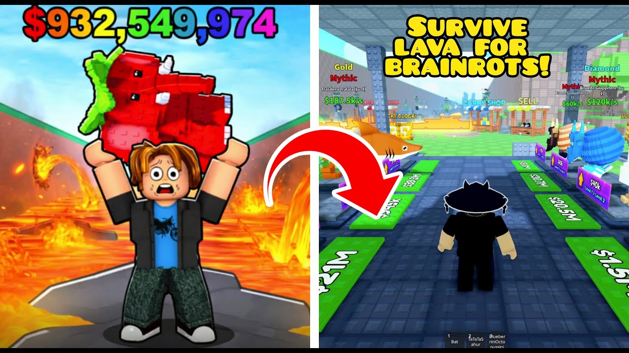 Survive LAVA For Brainrots FUNNY MOMENTS