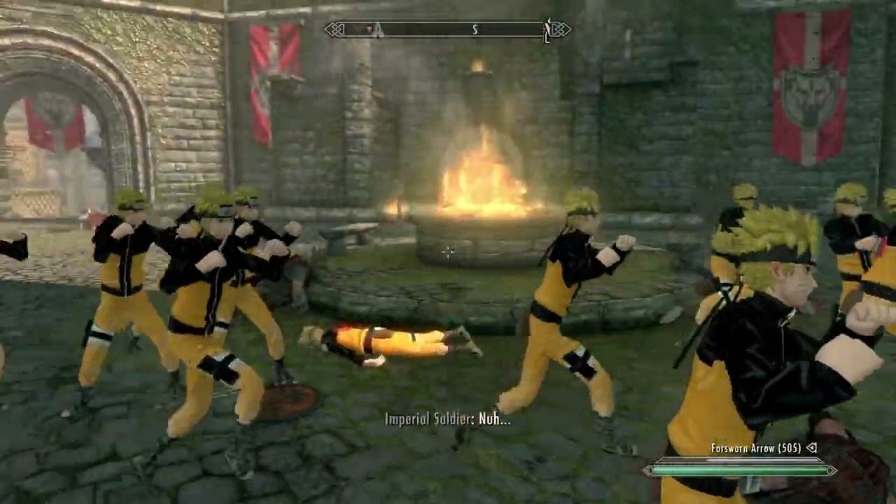 Summoning a army of Naruto shadow clones in Skyrim