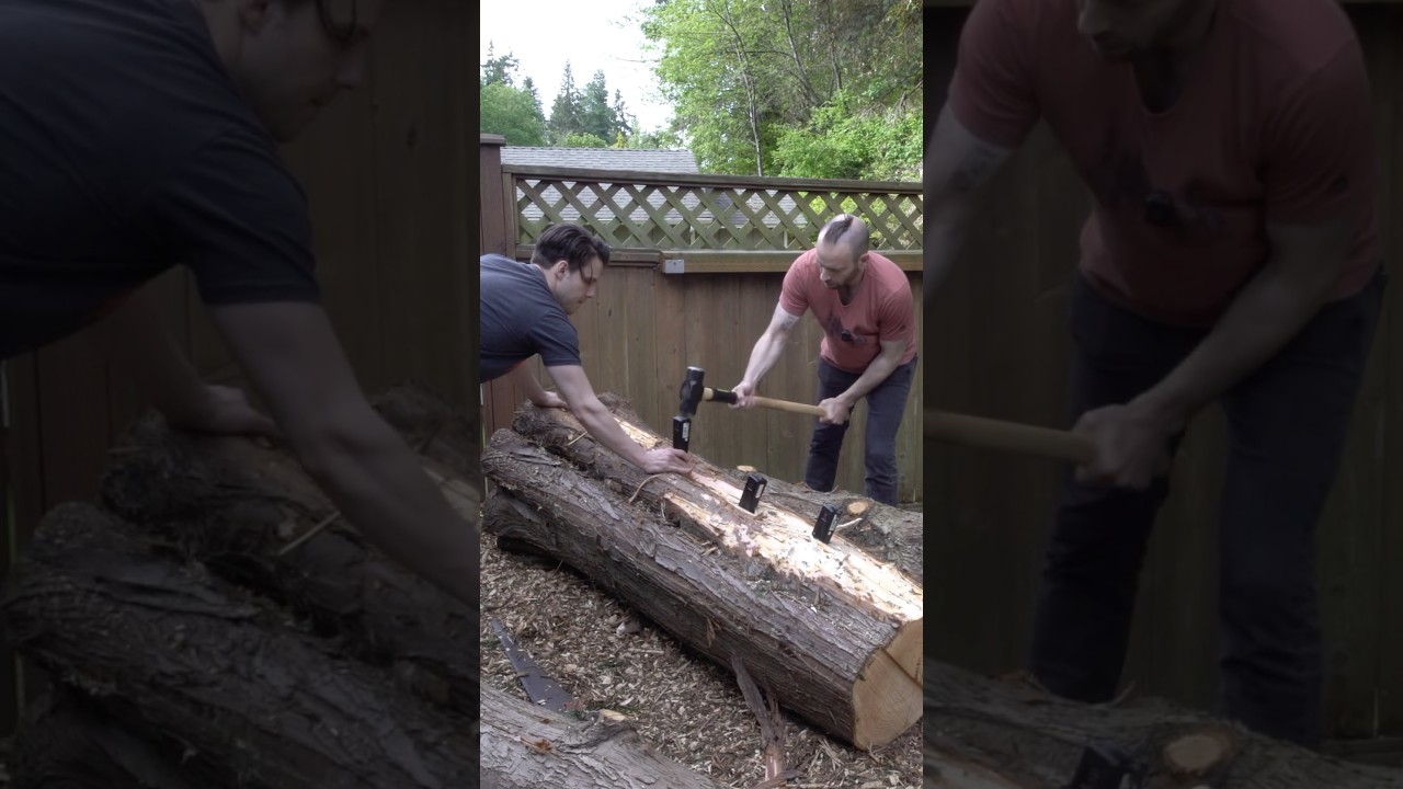 Milling a six foot cedar log the old fashioned way #woodworking #woodmilling