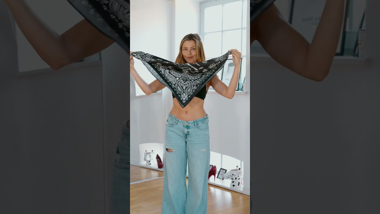 Turning your bandana into a top 🖤 #fashion #hack #shorts
