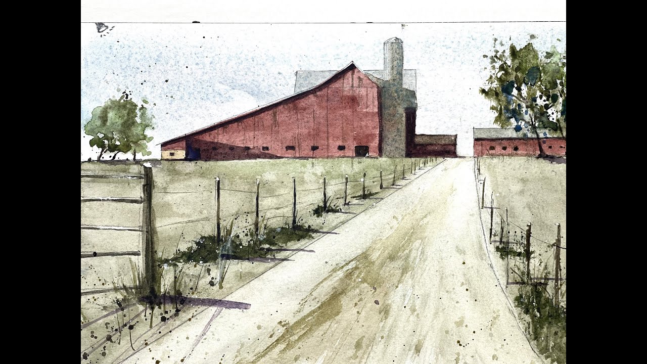Watercolor Barn Painting covering All Drawing to Finishing Details - with Chris Petri
