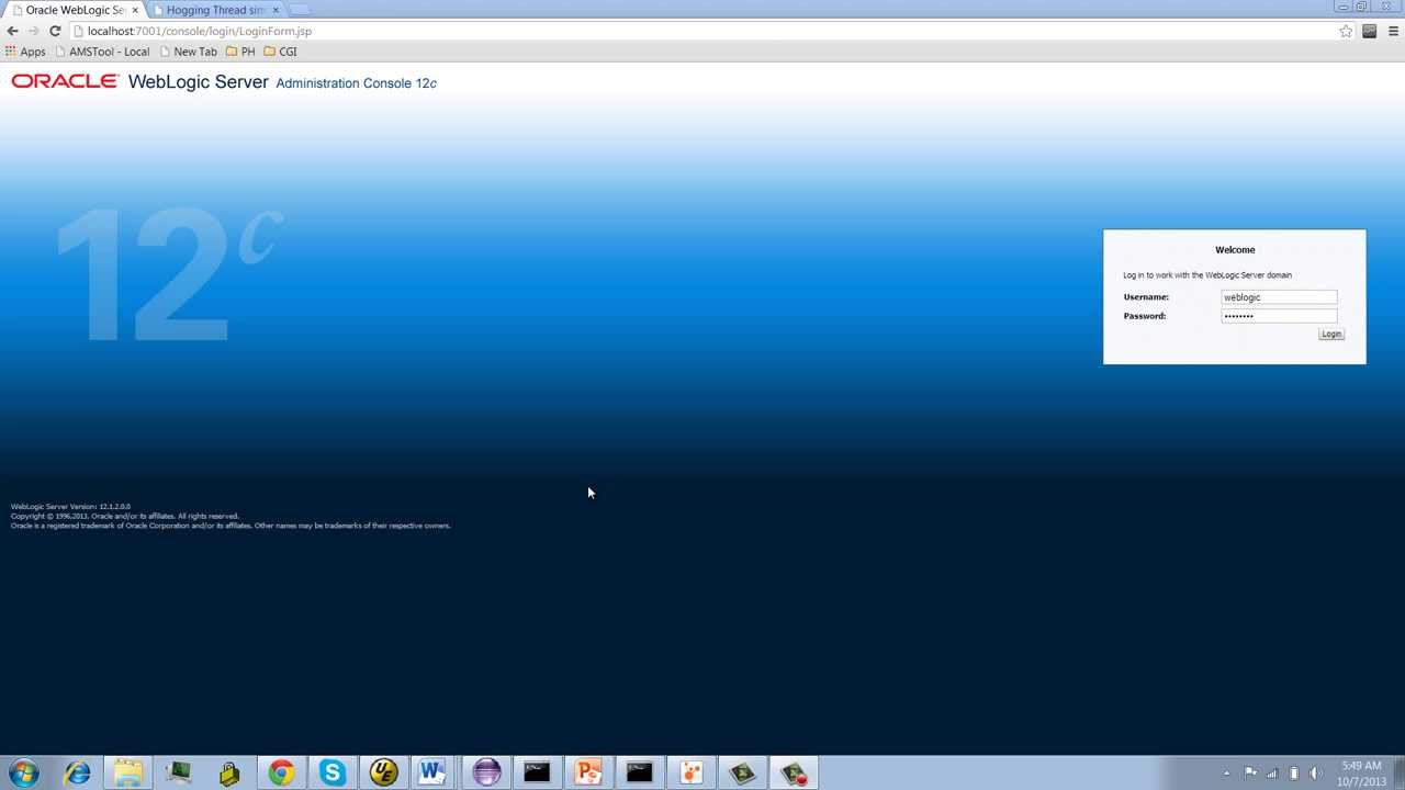 Oracle Weblogic 12c Thread Monitoring