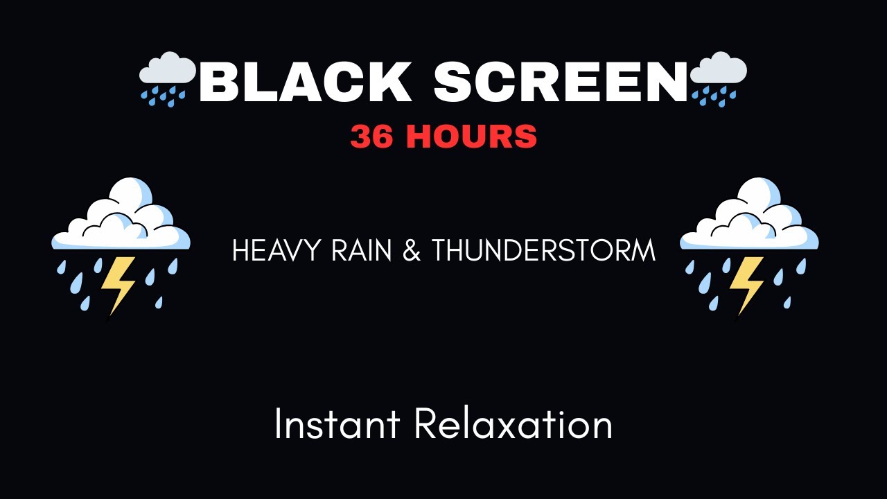Powerful Rainstorm ? Black Screen for Relaxation & Anxiety Relief