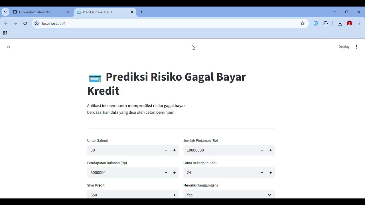 Implementasi Machine Learning untuk Prediksi Risiko Gagal Bayar Kredit Menggunakan Streamlit