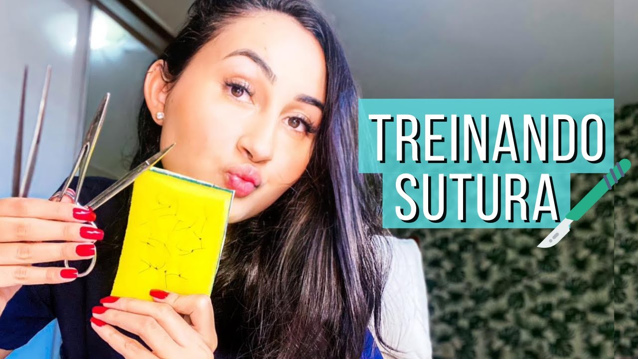 TREINANDO SUTURA NA ESPONJA | vida de acadêmica de Medicina 👩🏻‍⚕️