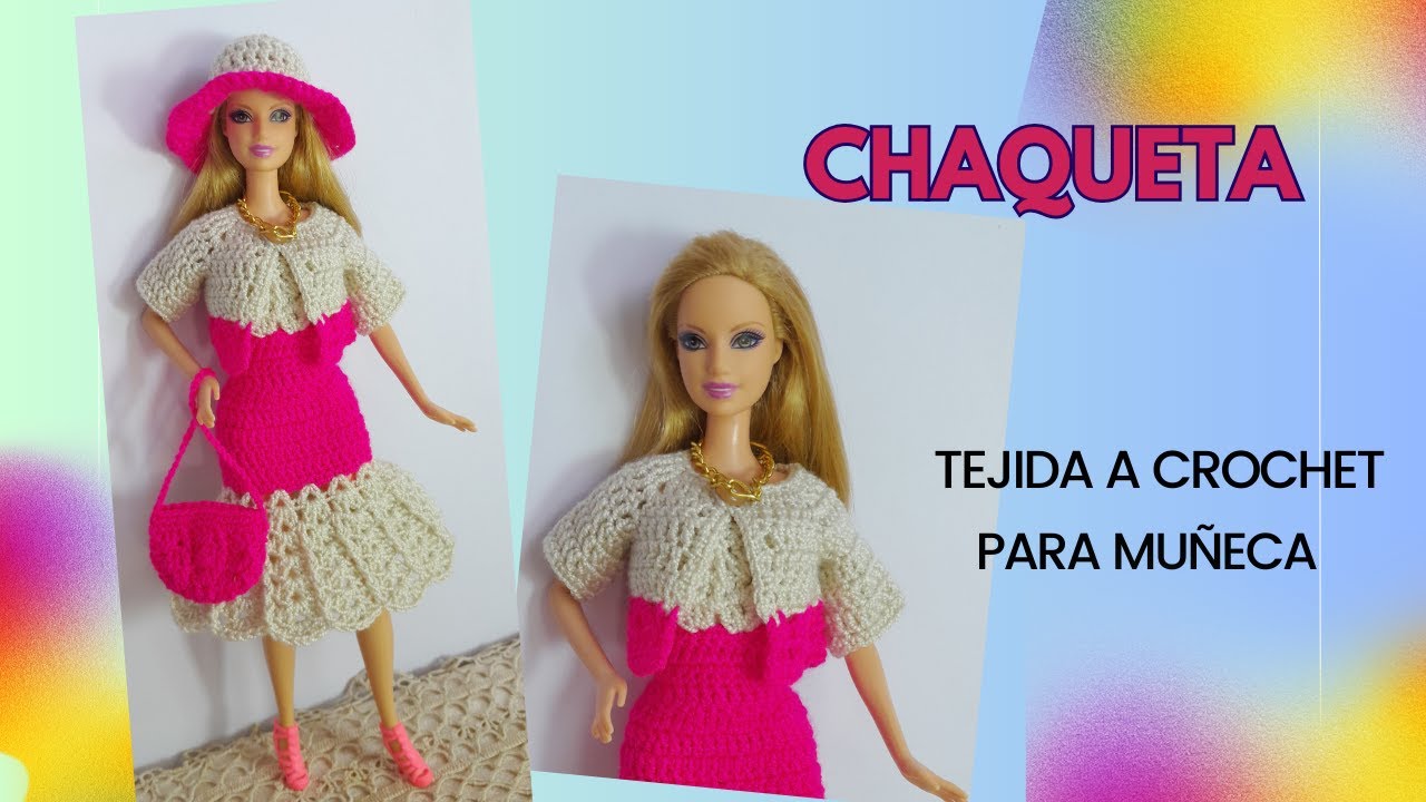 CHAQUETA CORTA TEJIDA A CROCHET PARA MUÑECA
