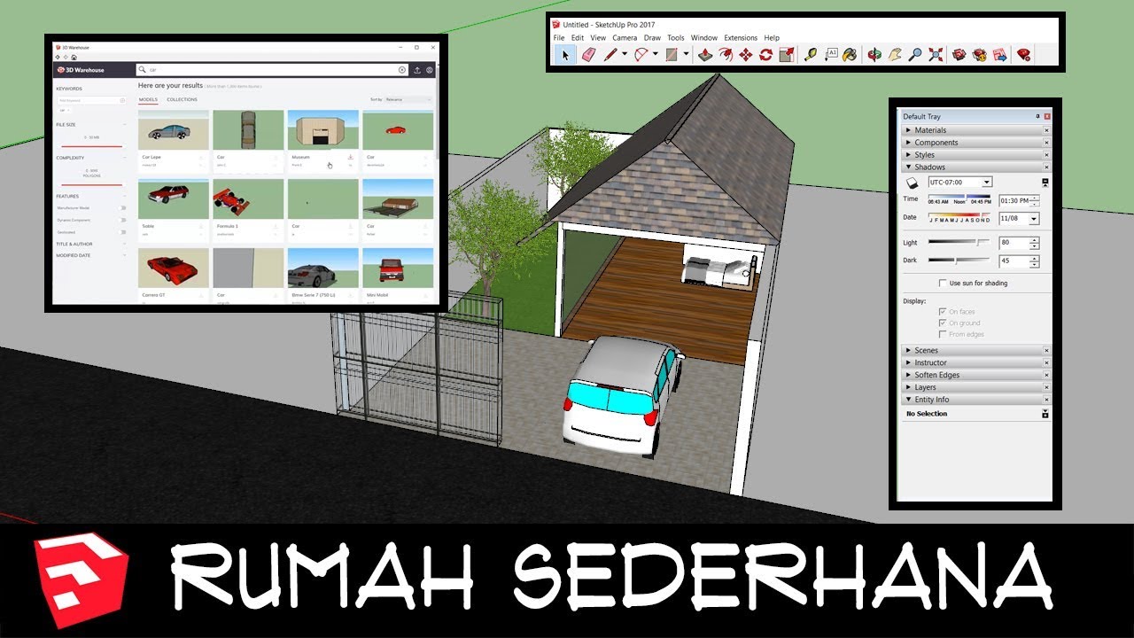 TUTORIAL SKETCHUP 01 - RUMAH SEDERHANA & INTERFACE (BAHASA INDONESIA)