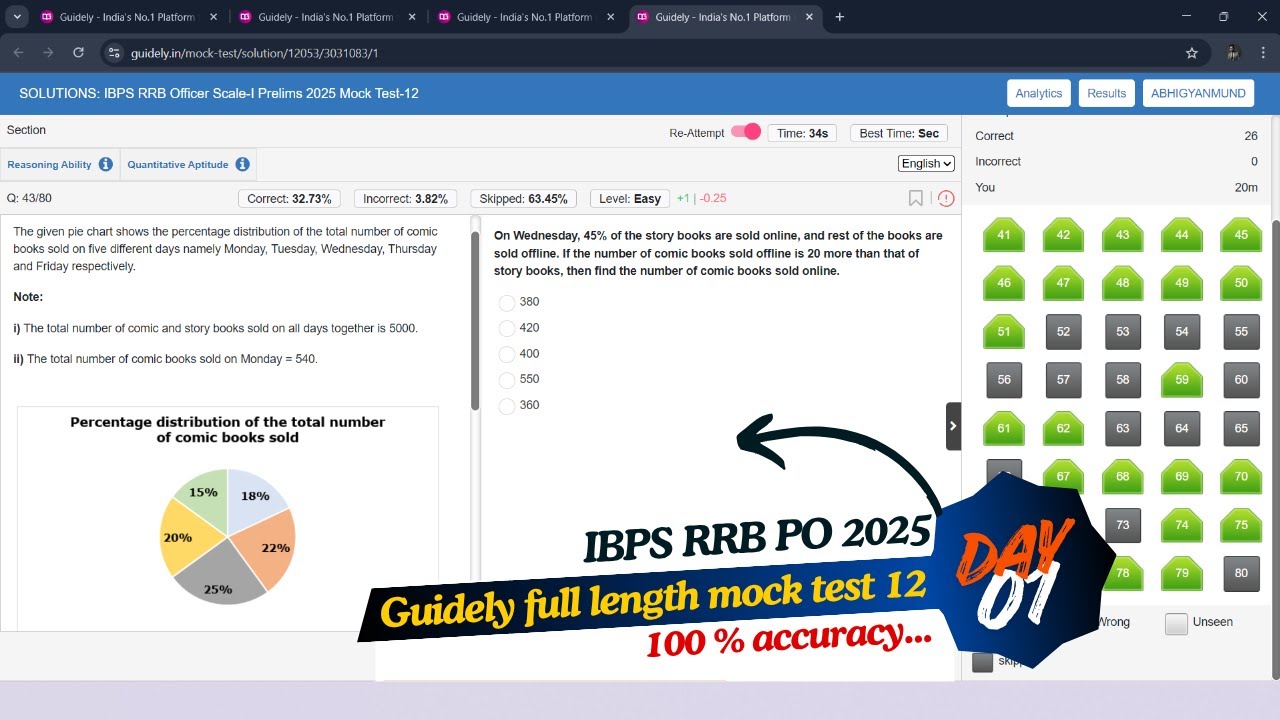 Day 01- RRB PO Pre Mock 2025: How to Maintain 100% Accuracy in Real Exam | Share Your Score #rrbpo