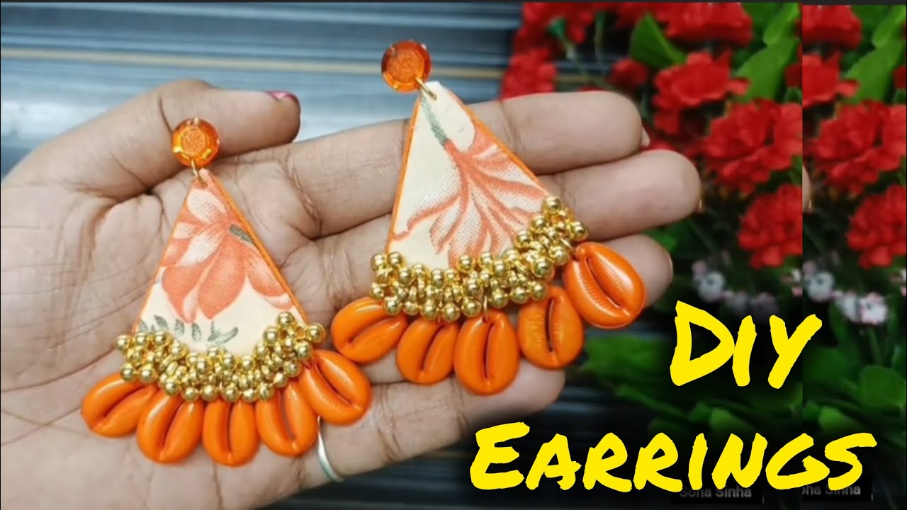 DIY Fabric Earrings Making | Cowrie Shell Earrings | Easy Handmade Jewelry Tutorial