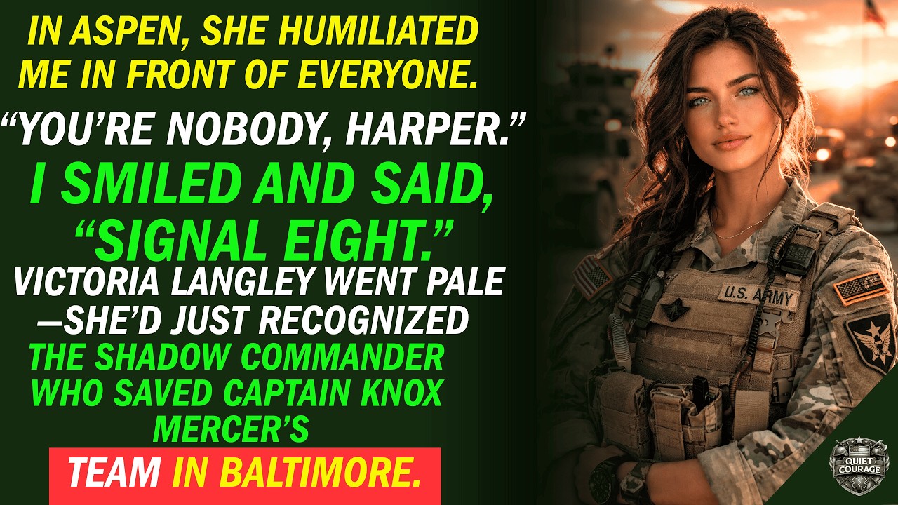 “You’re nobody, Harper.” I whispered, “Signal Eight”—and even the Aspen air went still.