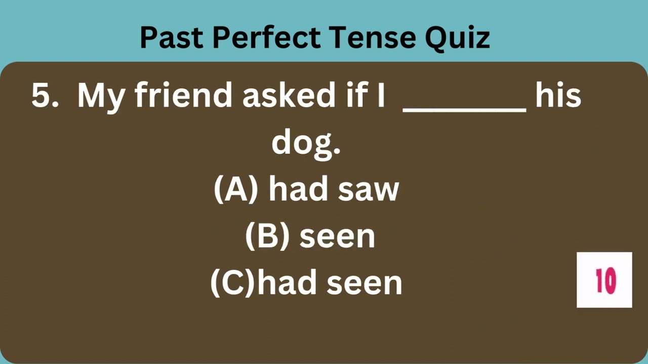 Past Perfect tense - Grammar Quiz in English