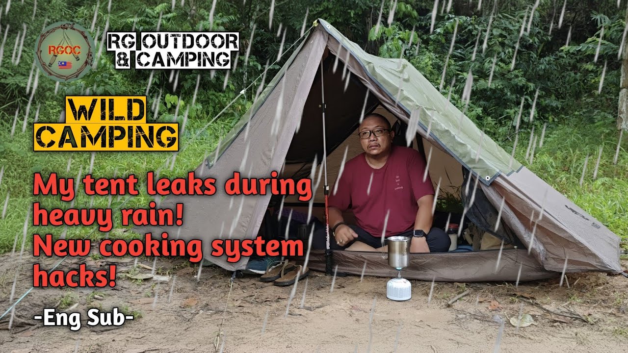 SOLO CAMPING di hutan liar. Khemah BOCOR waktu HUJAN LEBAT. SISTEM MEMASAK baru yang padu.