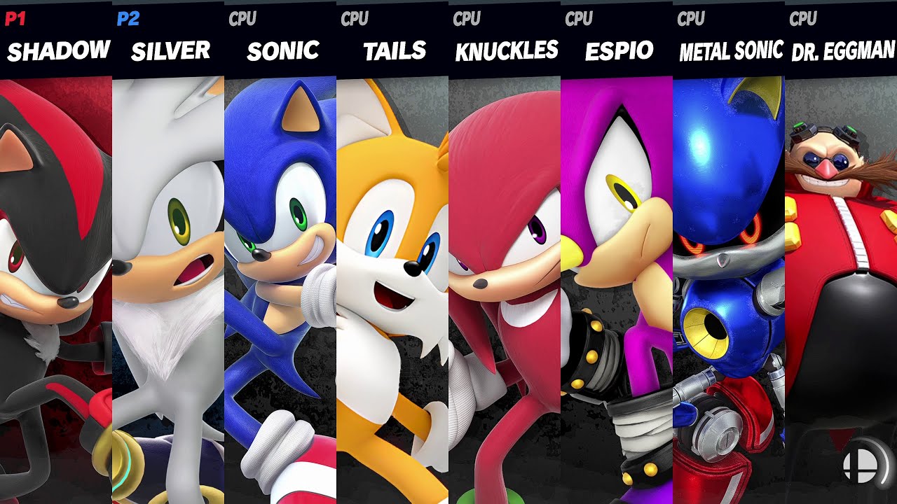 Sonic vs Doctor vs Metal Sonic vs Shadow vs Silver vs Tails vs Knuckles | Super Smash Bros Ultimate
