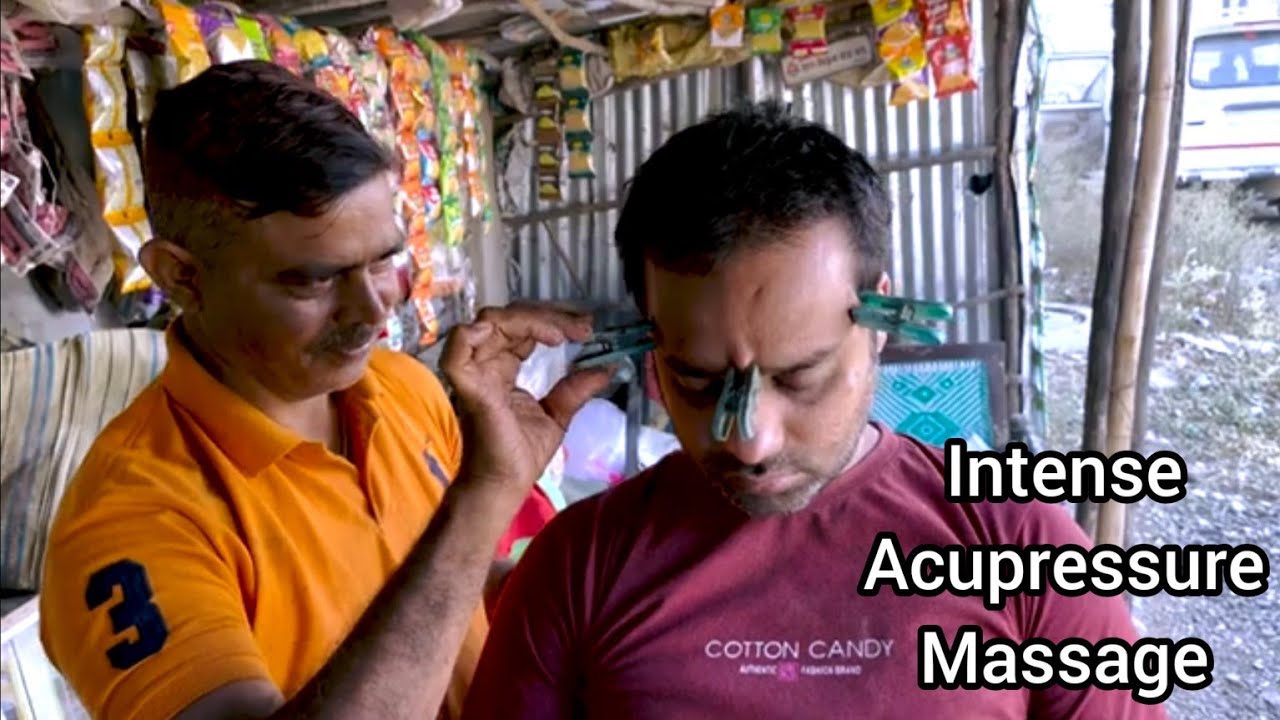 Intense Acupressure Head Massage with face Cleaning By Street Barber |Indian Massage