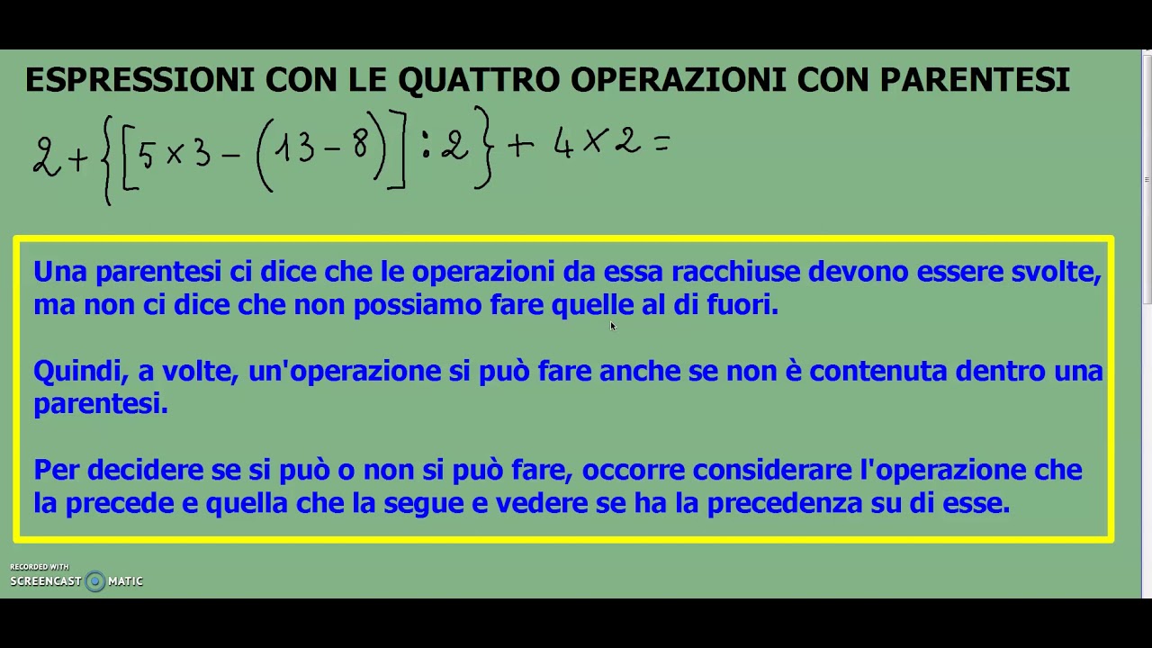 Espressioni con le 4 operazioni e con parentesi