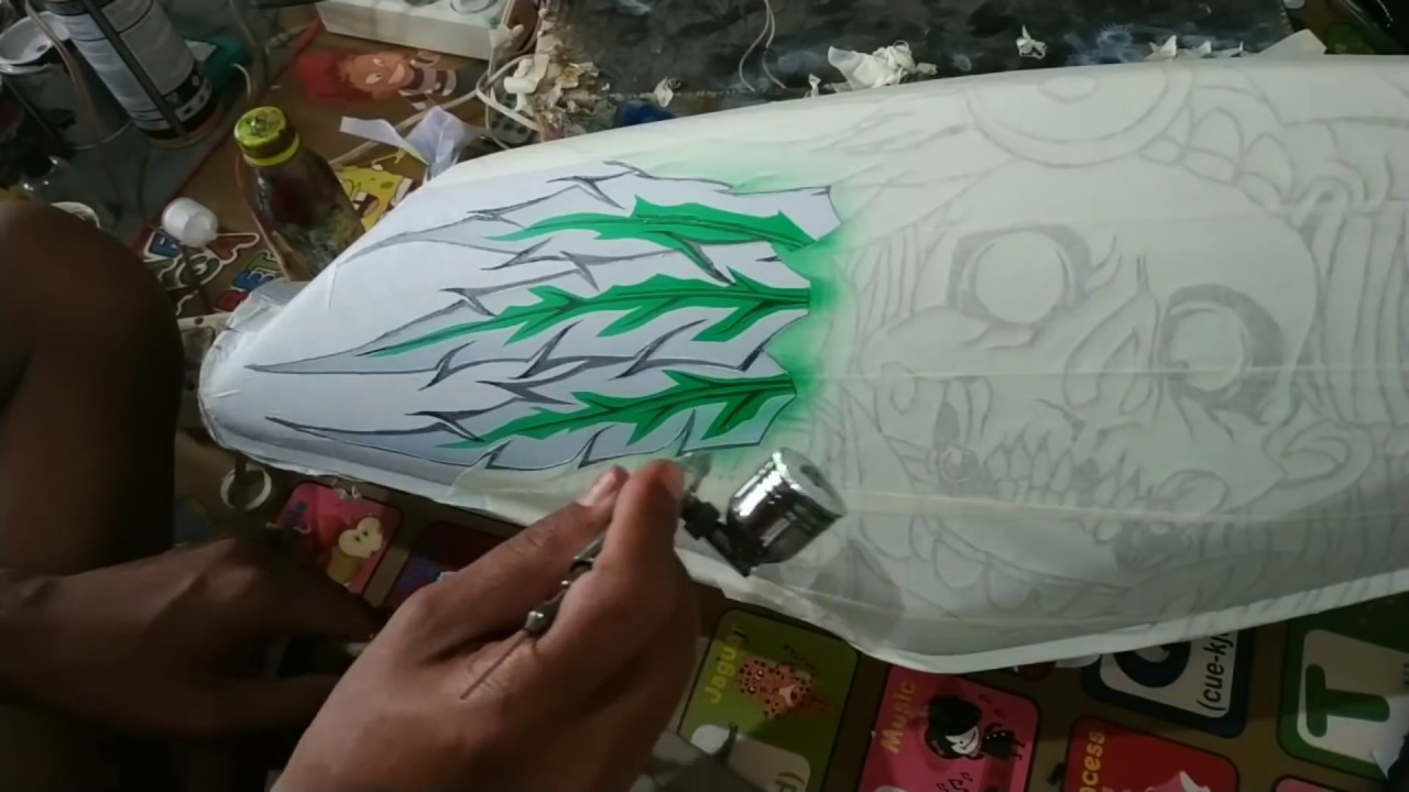 Belajar Airbrush skull step by step // tutorial part 1 // PONDOH CUSTOM