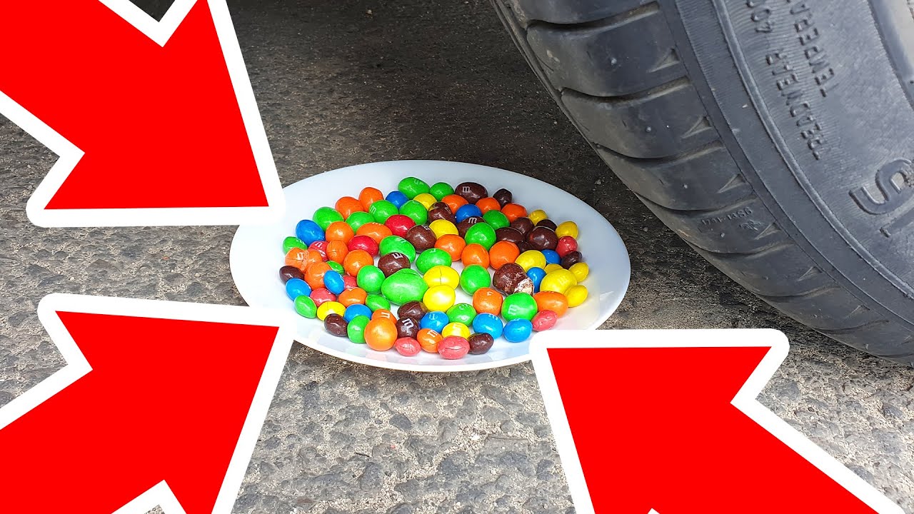 Crushing Crunchy & Soft Things by Car! EXPERIMENT M&M Candy vs CAR