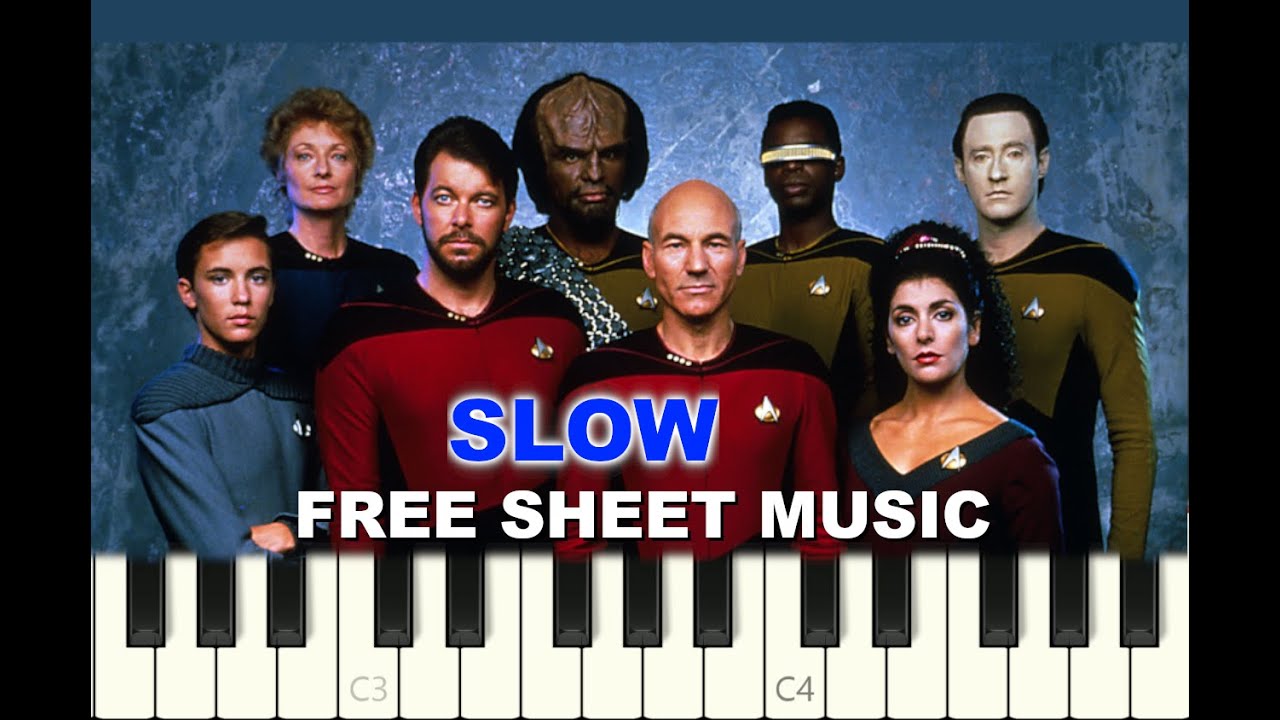 STAR TREK - THE NEXT GENERATION Opening, SLOW Piano Tutorial with free sheet music (pdf)