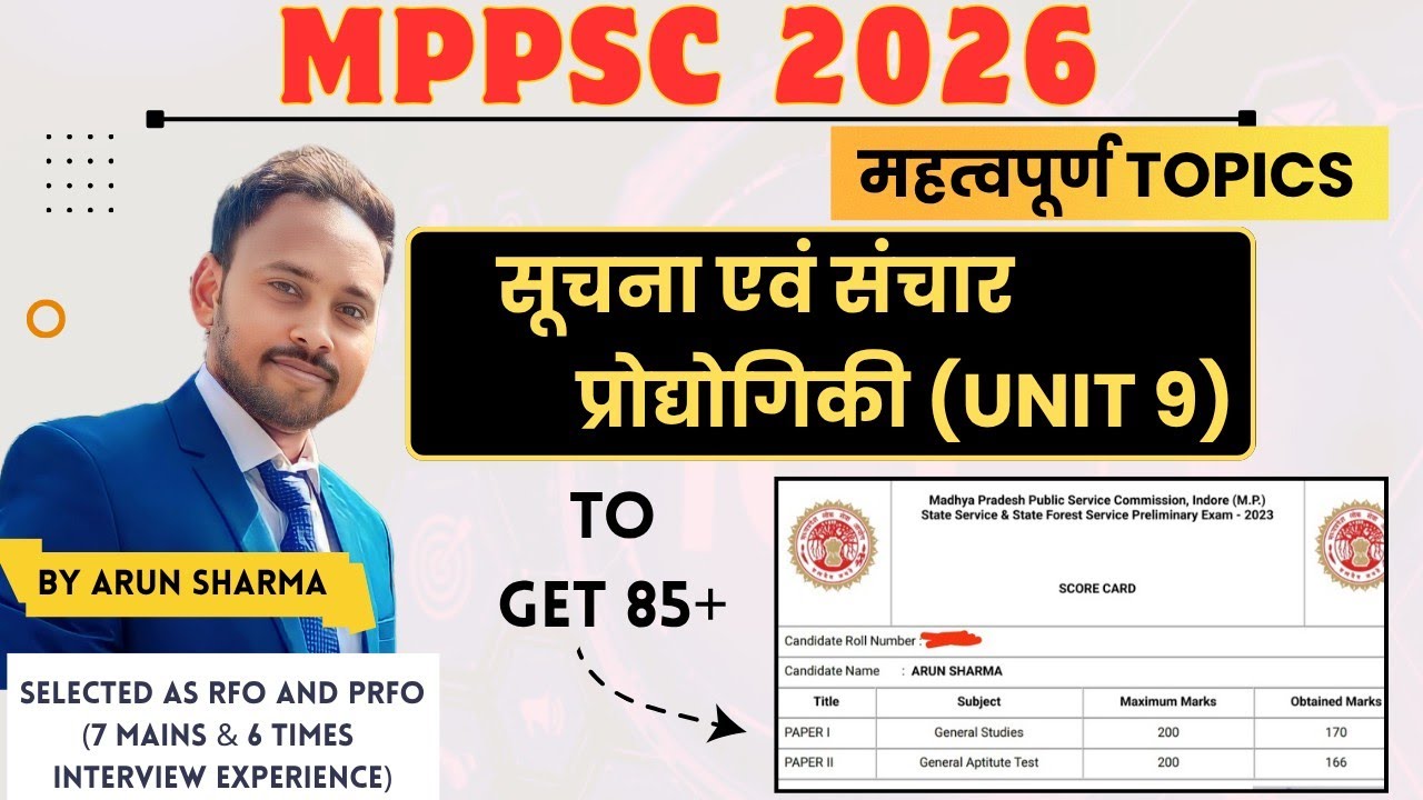 MPPSC PRELIMS 2026 IMPORTANT TOPICS | MPPSC PRE UNIT 9 IMPORTANT TOPICS | MPPSC PRE 2026 STRATEGY