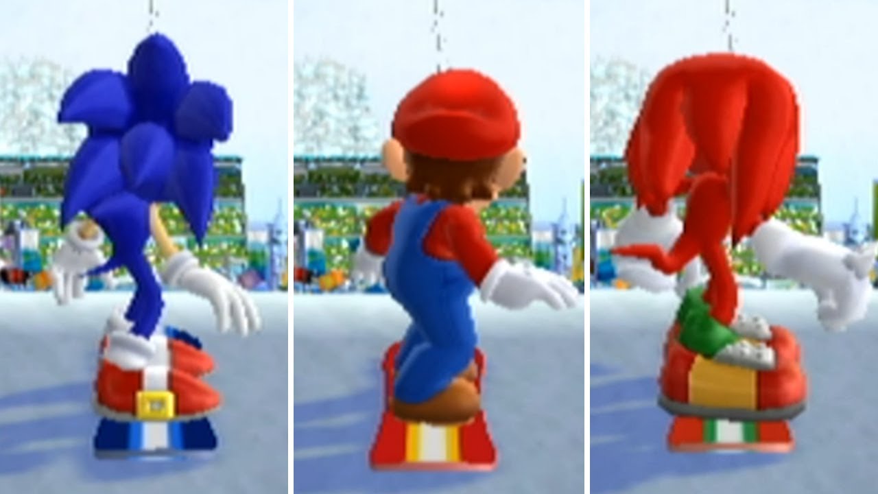 Mario & Sonic at the Olympic Winter Games - All Characters Snowboard Halfpipe Gameplay