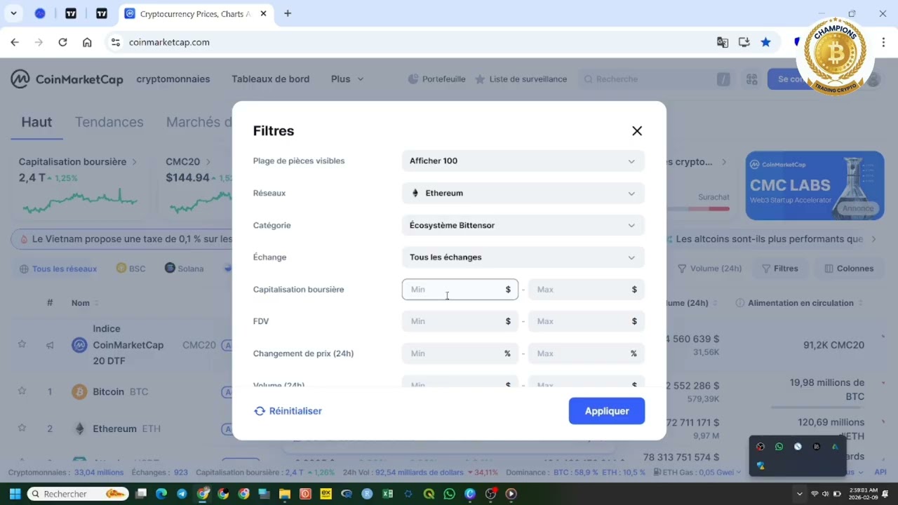 Comment analyser une crypto sur COINMARKETCAP ?