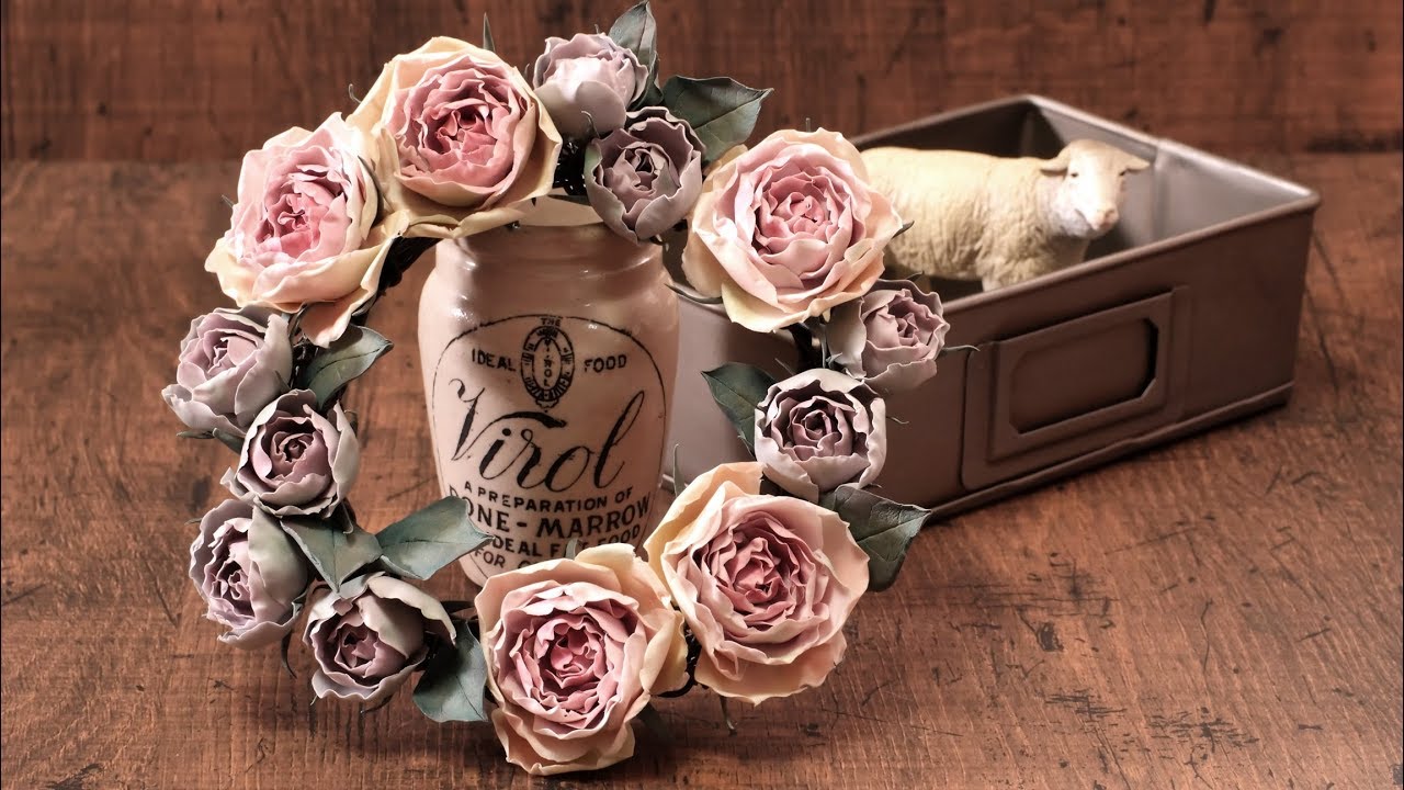 【リース完成編】クレイでバラのリースを作る DIY Clay rose wreathe
