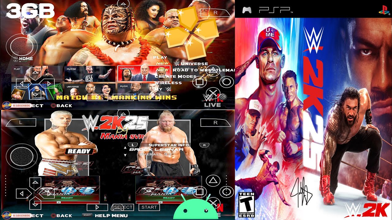 WWE 2K25 PSP Game For PPSSPP Emulator On Android Mobile Phone Brock Lesnar Vs Cody Rhodes | Gameplay